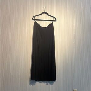 Plus size black Tadashi maxi skirt w/ flowing mesh outer layer